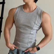 고즈웰컴퍼니 칠가이 두꺼운 머슬핏 스판 두줄 골지 나시 짐웨어 민소매