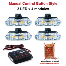 호환 2 LED 차량 클립 신호등 차량 전면 그릴 비상 스트로브 라이트 깜박임 경고 램프 DIY, 06 2x4 Manual Control, 07 White