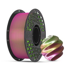 CaiLab 3D 프린터 필라멘트 PLA 실크 투톤 트리톤 멀티컬러 그라데이션 1.75mm 1kg 자연스러운 색상 전환 고품질 실크 질감 쉬운 출력 안정적인 라인 직경 1KG, 그린 골드 퍼플