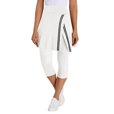 Fisoew 여성용 테니스 골프 스커트 카프리 레깅스 포켓 랩 대비 색상 체육관 운동용 치마바지 화이트. XXL