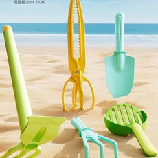 兒童沙灘挖沙工具套裝 2000ML 摺疊水桶, 趕海工具 趕海套裝「5件套」, 5g, 1個