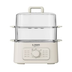松井SONGEN多功能雙層蒸煮鍋/電火鍋/電蒸鍋/美食鍋/料理鍋，超商限1台，一鍋多用，蒸煮煎炸樣樣行, 米杏白, 米杏白