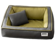 HIPIPET 寵物沙發床墊，柔軟舒適耐抓，可拆卸枕頭防滑底，多尺寸可選, 1個, 蒂安綠+枕頭