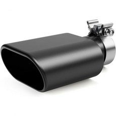 LCGP 3인치 정사각 배기 팁 3인치에서 x 5.5인치 디젤 전체 길이 9.5인치 클램프 온 디자인 트럭 테일 롤드 앵글 컷 폴리시드, 2.5 Inch, Black