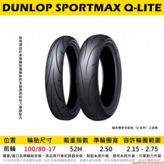DUNLOP SPORTMAX Q-LITE 100/80-17 全方位運動跑胎, 1個