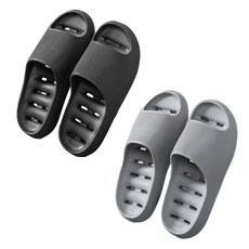 위시월드 미끄럼방지 물빠짐 욕실화 2종세트, 그레이(남성용), 블랙(여성용), 2개