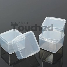 마켓터치드 정사각 투명 플라스틱 케이스 4p 5.5x5.5cm 보관상자
