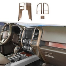 Jimen 포드 F150 2015-2020과 호환 5피스 센트럴 콘솔 AC 에어컨 벤트 패널 커버 트림(우드 그레인), 나뭇결