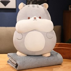 萌系造型動物抱枕毯兩用毛絨玩偶, 倉鼠  抱枕50釐米 不含毯子