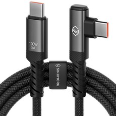 신지모루 C타입-C타입 L자형 앵글 우븐 패브릭 100W PD 초고속 충전 케이블, 블랙, 1개, 0.5m
