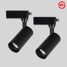 LED 레일등 20W 블랙바디 원통 등기구 스포트조명 각도조절 집중형 플리커프리, 흑색바디 주광색(흰색빛), 2개