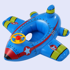 【台灣出貨】【BB&C】兒童造型泳圈 造型泳圈 夏天玩具 卡通泳圈 坐式泳圈 飛機泳圈 兒童泳圈 嬰兒泳圈, 1個, 藍色飛機座圈（1-5歲）, 藍色飛機座圈（1-5歲）