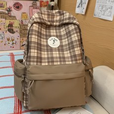 書包女日系新款高顏值學院風清新甜美揹包初高中生輕便雙肩包, 咖色【無掛件】:一個, 1個