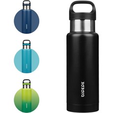 BJPKPK 단열 물병 18OZ 스테인리스 스틸 손잡이 이중 벽 진공 BPA 프리 플라스크 대나무 숲, Black, 18 Ounces