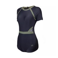 ZOKE 女士短袖訓練連身泳衣，附泳帽