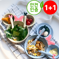 레비엔 캐릭터 유아 식기세트 숟가락포크, 블루+아이보리, 1개, 수저+포크세트