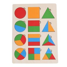 形狀顏色木製幾何等分嵌板拼圖，兒童早教益智玩具，形狀分解拼圖, 多色的, 1套, 46片
