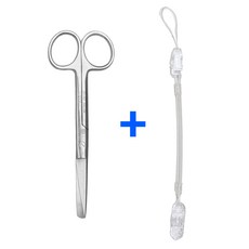 의료용 시저 가위 14cm 스프링 집게줄 2p 간호사 용품 가위집게줄, 1개, 투명집게줄_시저가위