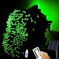 HK.sell 더블충전 태양열+USB+리모컨 꼬마 전구, 녹색, 1개