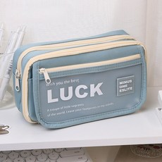 아베른 대용량 덮개형 펜 파우치 학생 필통, 블루, 1개