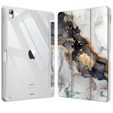 Fintie 아이패드 에어 11인치 M4/M3/M2 (2026/2025/2024) 5세대/4세대 (2022/2020) 10.9인치용 하이브리드 슬림 케이스 - 투명 뒷면 쉘, 흐린 대리석