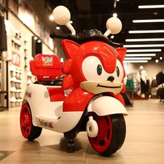 유아용 스쿠터 어린이용 오토바이 블루 레드 소닉캐릭터 세발자전거 충전식 원격 제어 장난감 자동차, 전기 구동, 블루투스 음악 조명 하이엔드 소닉 레드, 1개