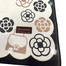 小老闆萬國商舖 日本製 透氣輕薄吸汗手帕 - 黑邊駝底山茶花包包 上學 上班 純棉柔軟舒適, 1個