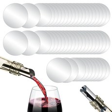 와인 푸어러 디스크 20개 실버 와인 푸어러 및 스토퍼 디스크 알루미늄 호일 재사용 가능한 와인 병 푸어링 디스크 얇은 드립 스톱 푸어 스파우트 카드 와인 음료 액체 디스펜서, 50