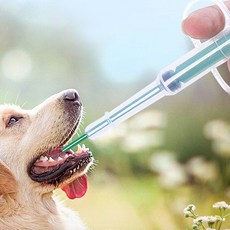 강아지 고양이 알약 캡슐 사료 먹이기 실리콘 주사기, 그린