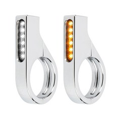 오토바이방향지시등LED할리방향지시등오토바이전면방향지시등방향지시등어셈블리41mm전면포크클램프앰버램프12v혼다할리야마하스즈키가와사키2개125298, 실버