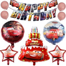생일 장식 자동차 생일 풍선 소녀 소년 생일 꾸미다 파티 용품 10점 세트 HAPPY BIRTHDAY 장식 빨간 차 풍선 만화 캐릭터 풍선, 상세페이지 참조, 상세페이지 참조
