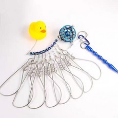 多功能魚鎖扣 控魚鎖 鎖魚扣 路亞魚扣 釣魚扣新款防脫活魚鎖大物巨物加強鋼絲繩活魚魚鎖扣不銹鋼防脫魚鎖魚扣 A, 1個, 金屬款小黃鴨5米10扣【18CM】