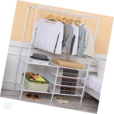 복단지 철제 다용도 스탠드 행거선반 오피스텔 원룸선반 의류행거, 싱글 화이트