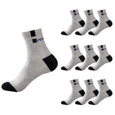 Abern 男士運動中筒襪 10雙組, 麻灰色