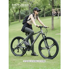 산악자전거 알루미늄 합금 성인용 학생용 경량 변속기 오프로드 자전거, 24inch, 21단, 홍치H6-3 일체형 그레이