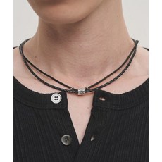 NOISE [HANDMADE] 빈티지 레이어드 레더 목걸이 - 블랙