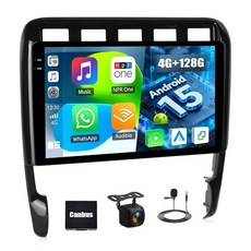 [4G+128G] 포르쉐 카이엔 2003-2010용 안드로이드 15 자동차 라디오 무선 CarPlay 오토 9인치 터치스크린 스테레오 Wi-Fi GPS 네비게이션 블루, [4G+128G] 포르쉐 카이엔 2003-2010용 안