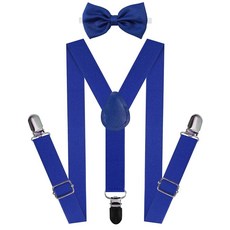 A&J DESIGN 아동용 멜빵 및 나비 넥타이 세트 남아 여아용 조절 가능한 공식 행사 5개월 - 1.5m(5피트) 로열 블루 166360