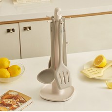 Hanssem 廚房工具組, 1個, 收納支架, 奶茶色六件套(含收納支架)