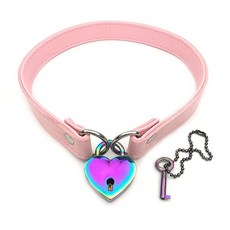 자물쇠 초커 칼라 목걸이 잠금 및 키 하트 락 초커 여성 및 남성용 E 14 436763, 14 Inches, a