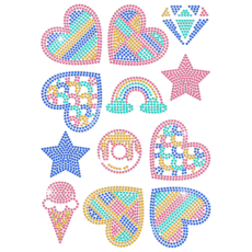 1개 유리 핫픽스 라인스톤 다리미 부착형 아플리케 의상 액세서리 (옷 가방 바지용) 하트 모양 297x210mm, 혼합색