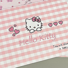 옐상 헬로키티 키티 편지지 3종, 키티 체크패턴, 1팩