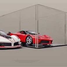 汽車模型亞克力展示盒，防塵收納盒，適用於 1:18 1:24 1:32 1:36 模型車, 1個, 1比18加長350*150*150,黑色底（不含車模）