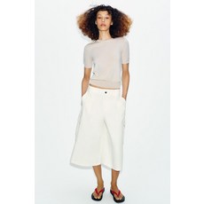 [국내발송] ZARA 여성 숏 슬리브 플레인 니트 베이직 탑 - 스톤 8851/005/806 485544