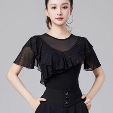 拉丁舞練功表演摩登舞短袖上衣, 短袖常規款,S