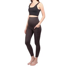 [ 758010 ] 레이트 아페럴 여성용 스페이스다이 임산부 하이 웨이스트 요가 레깅스/포켓 달린 바지 차콜