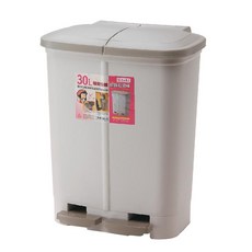 POLYWISE BI-5682 環保 30L 台灣製造 腳踏式垃圾桶 雙桶分類垃圾桶 米色, 詳見包裝