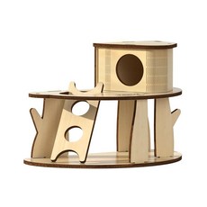 사다리가 있는 나무 햄스터 집 2단 집 디자인 은신처 케이지 액세서리 드워프 게르빌 마우스용 148059, 사다리가 있는 나무 햄스터 집, 2단 집 디자인 은신처