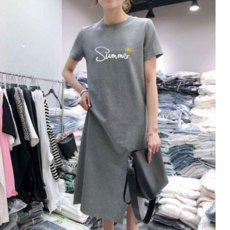 리더스타 여성반팔티 롱티셔츠 여성티셔츠 루즈핏 롱 원피스