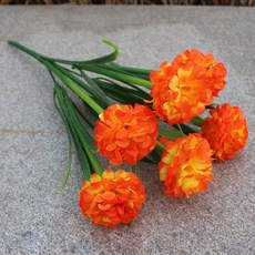 인공 수국 꽃다발 - 가정 결혼식 및 약혼 장식을 위한 플라스틱 인조 클러스터, 05 주황색, 1개